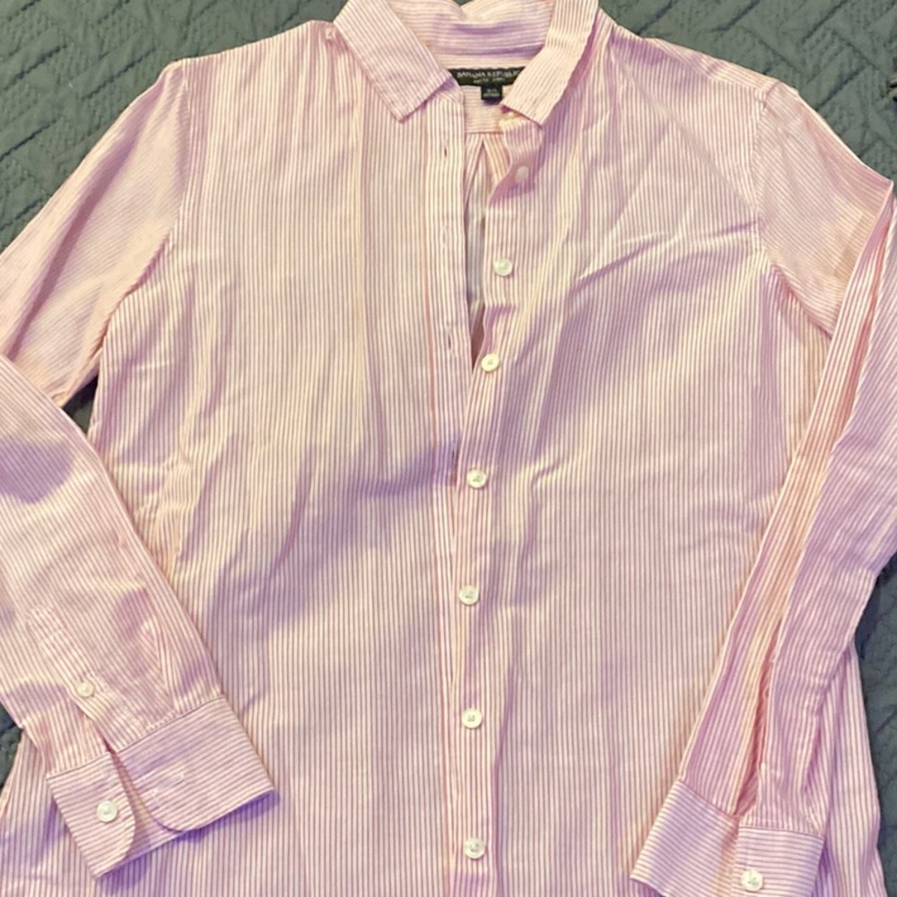 Banana Republic Pink Striped Women’s Dress Shirt XS